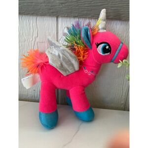 Linzy Toys Pink Unicorn Plush Stuffed Animal Rainbow Mane‎ Wings Sparkle